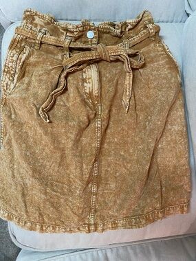 Anthropologie Washed Rust Paperbag Tie Skirt